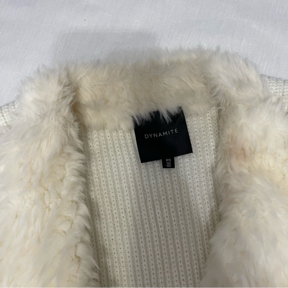Dynamite off-white faux fur vest Sz S - Picture 5 of 9